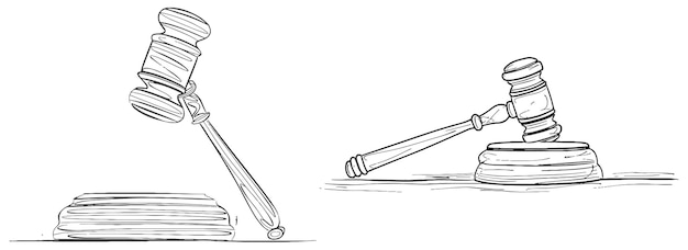 A judge hammer is drawn by a single line