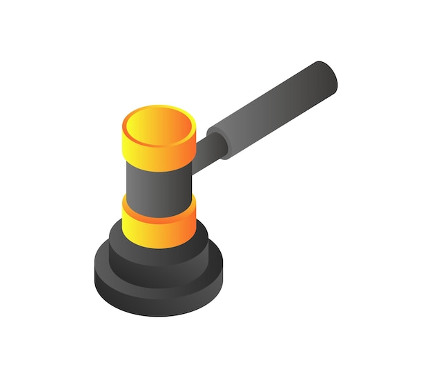 Vector judge hammer isometric