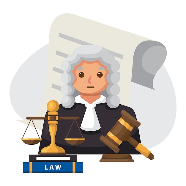 Vector judge illustration design for law firm