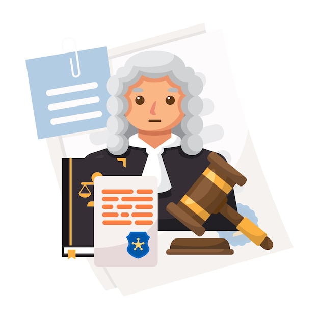 Vector judge illustration design for law firm