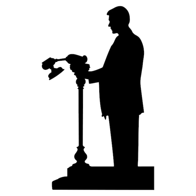 Vector judge with gavel silhouette vector art illustration