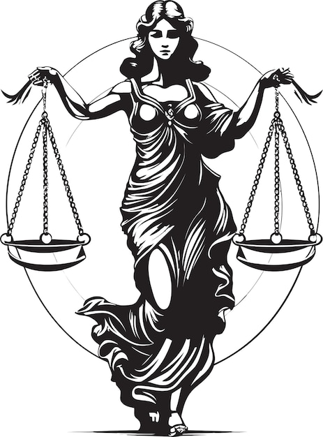 Vector judicial grace emblematic lady of justice virtuous vigilance justice lady icon