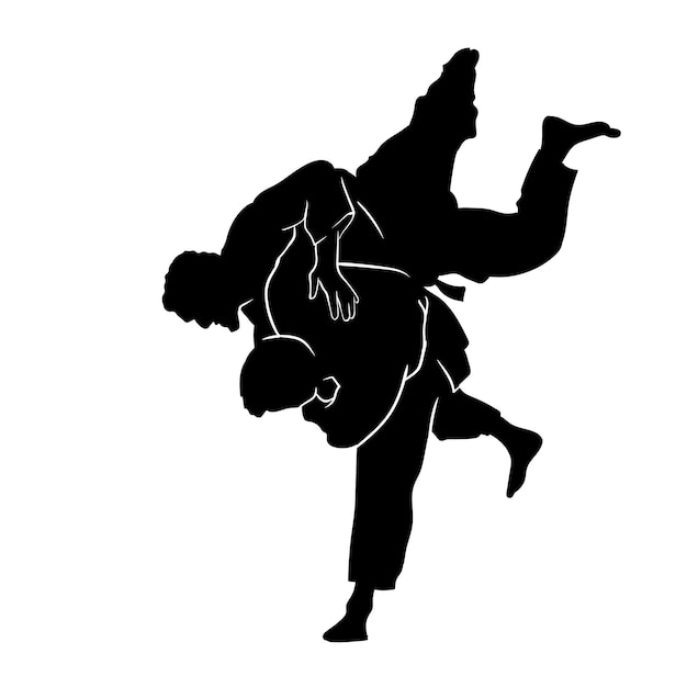 Vettore illustrazione della siluetta dei combattenti di judo