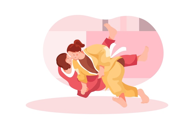 Judo sport illustratie concept op witte achtergrond