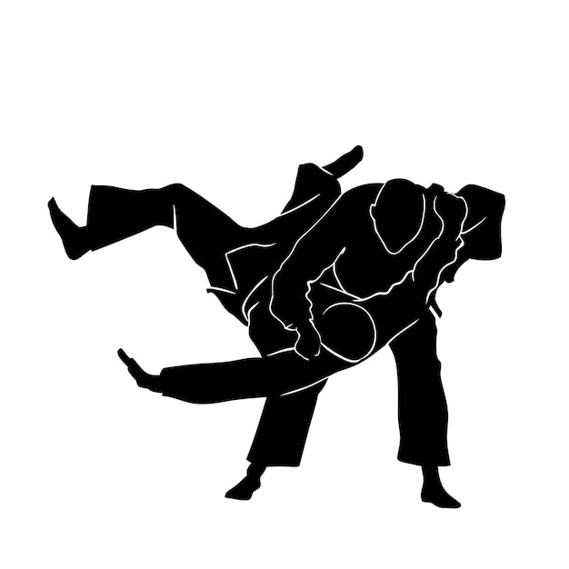 Vector judo vechters silhouet illustratie