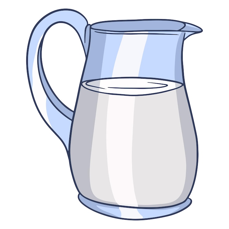 Vector a jug of milk. milk products. fresh milk. farm products. vector illustration in cartoon style for design and decoration.