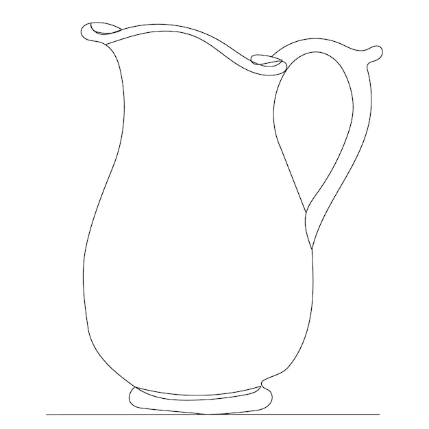 Vector jug one line drawing on white background, vector