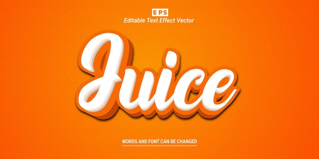 Juice 3d bewerkbare teksteffect vector met achtergrond