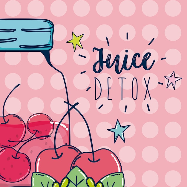 Juice detox cherries mason jar