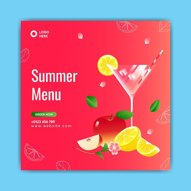 Juice food menu social media template