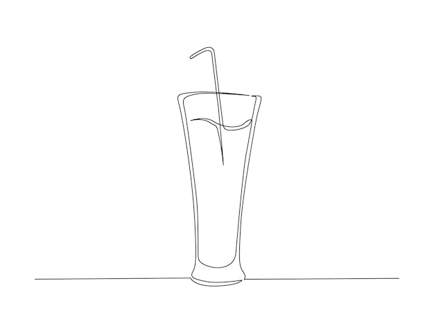 Juice glass one line vector Continuous one line drawing of Juice drink glass Editable stroke