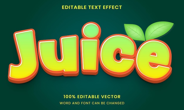 Vector juice green leaves nature graphic style editable text effect