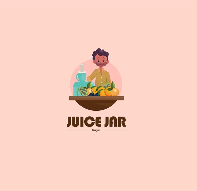 Juice jar vector mascot logo template