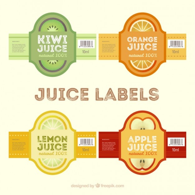 Vector juice labels in flat design