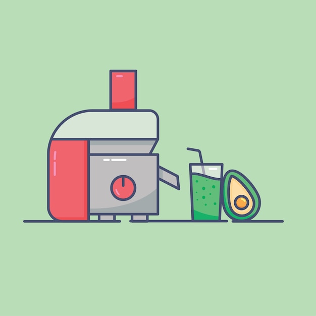 Vector juice machine illustration background flat line design