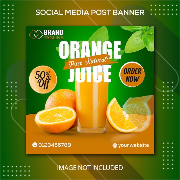 Juice menu promotie social media instagram post bannersjabloon