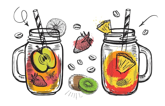 Menu di succo illustrazione disegnata a mano di frullato