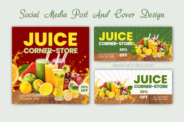 Juice Social media plaatsen ontwerpsjablonen, advertenties, banners en Facebook- en Instagram-ontwerp