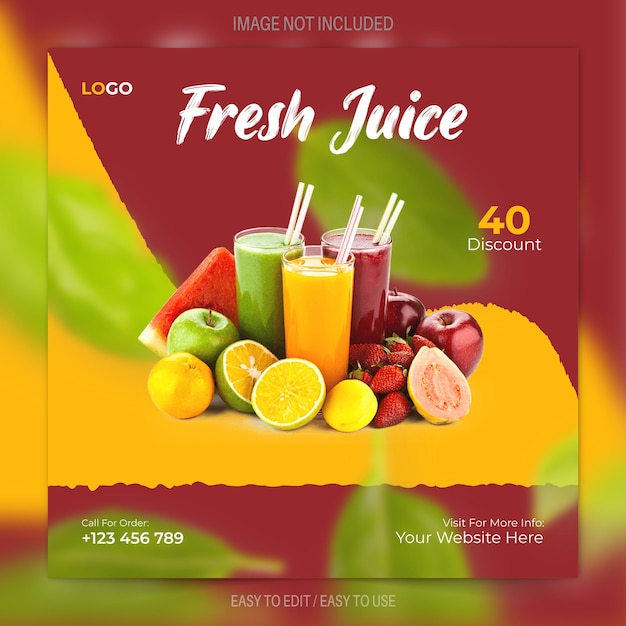 Juice social media posts. food promotional social media posts,juice food menu social media