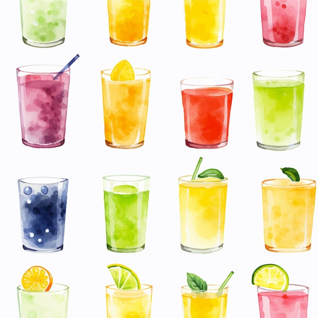 Juice watercolor seamless pattern vector