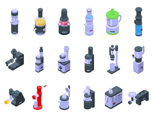 Juicer icons set isometric vector Home food