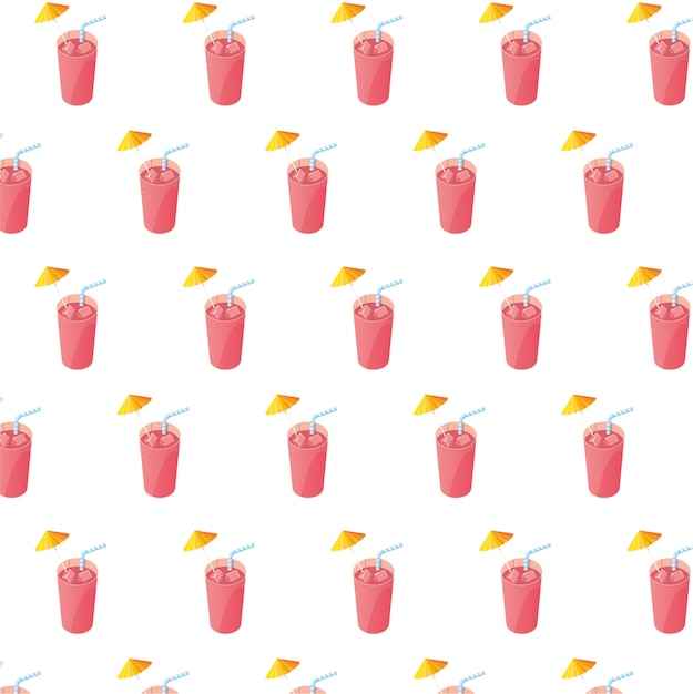 Juices fruits cocktails with straws pattern