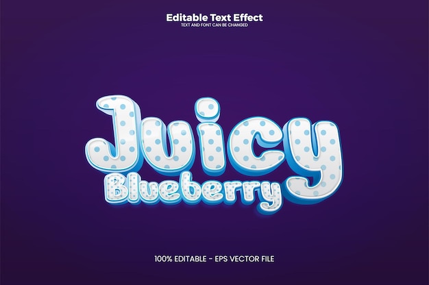 Juicy blueberry bewerkbaar teksteffect in moderne trendstijl premium vector