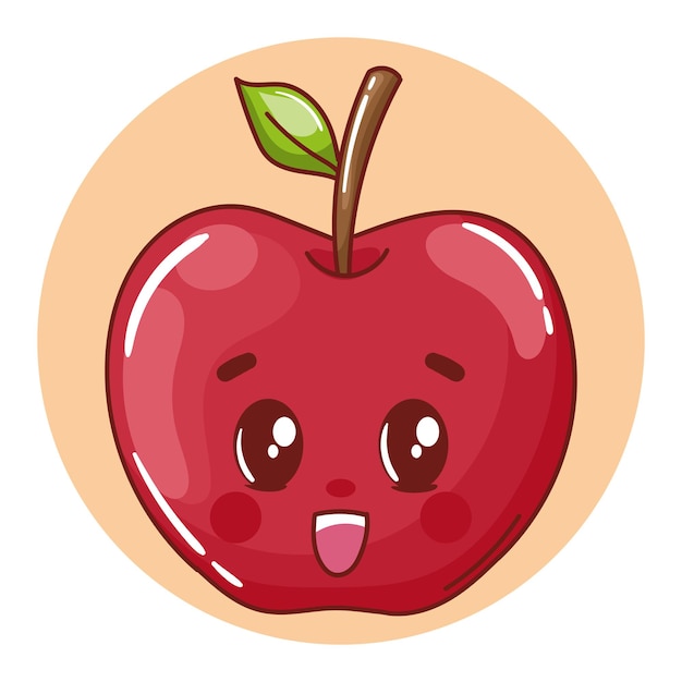 Juicy and fresh cute cartoon apple character design