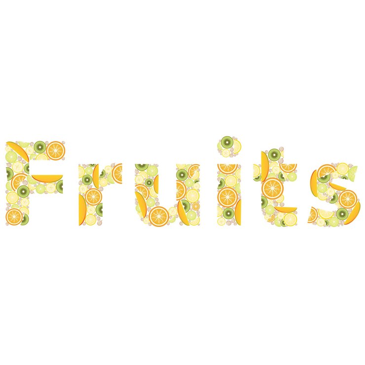 Vector juicy fruit vector banner of oranges lemons kiwi mango lime banana