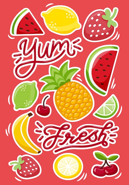 Vector juicy fruits