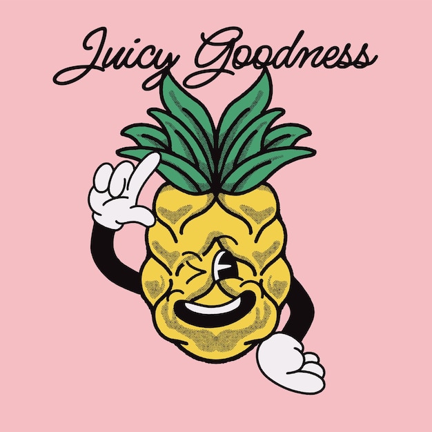 Juicy Goodness With Pineapple Groovy Character Design