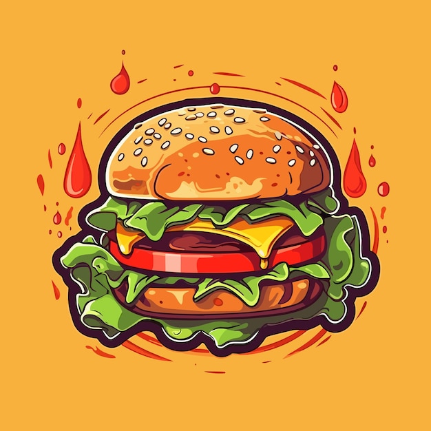 A juicy hamburger with grilled meat