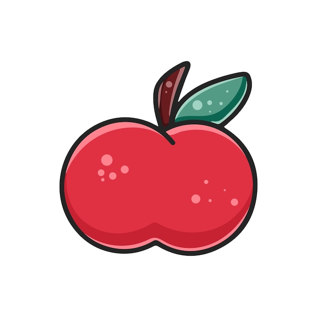 Juicy red apple clipart fruit cartoon isolated vector illustration organic healthy food flat