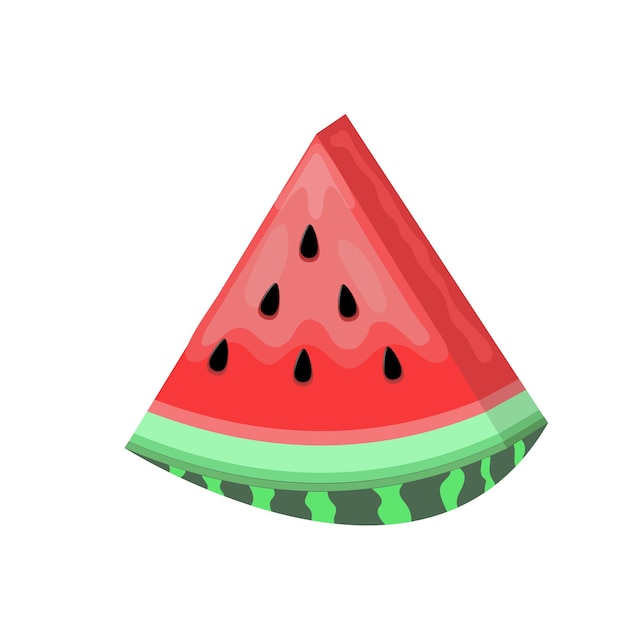 Juicy slice of ripe watermelon with seeds Vector illustration isolated on white background