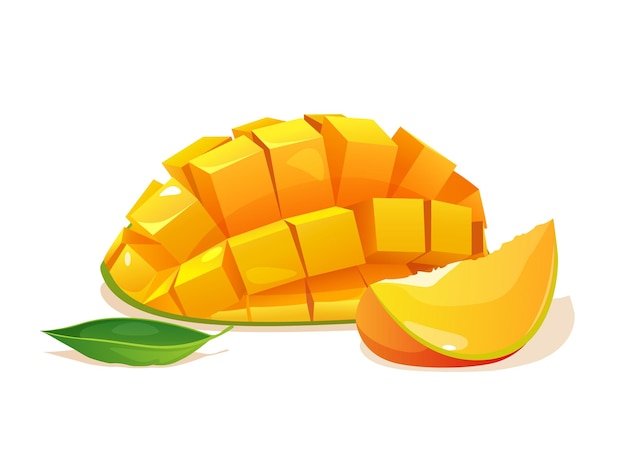 Vector juicy sliced mango isolated on a white background