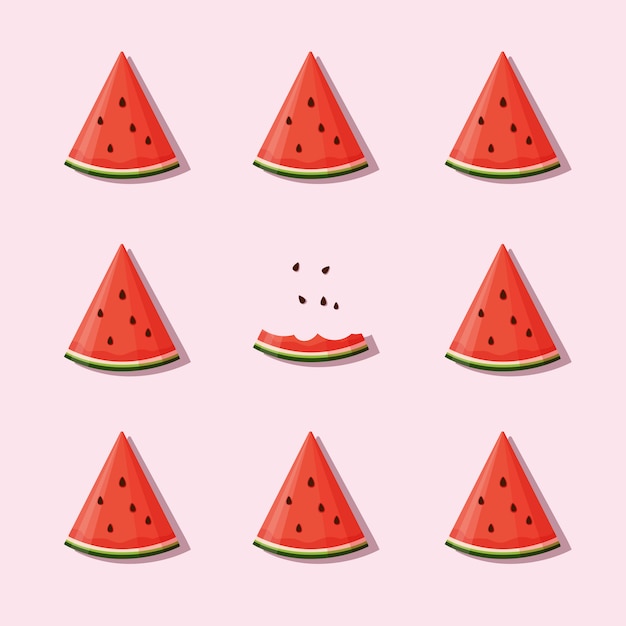 Juicy slices of watermelon on pink