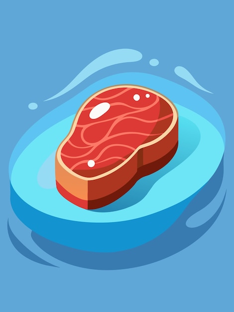 A juicy steak lies on a wooden cutting board beside a glass of water against a dark background