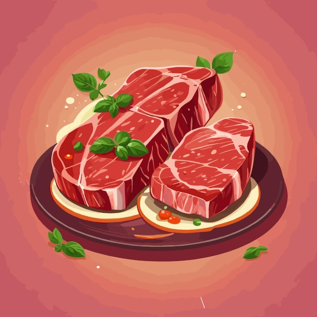 Juicy steaks vector on a white background