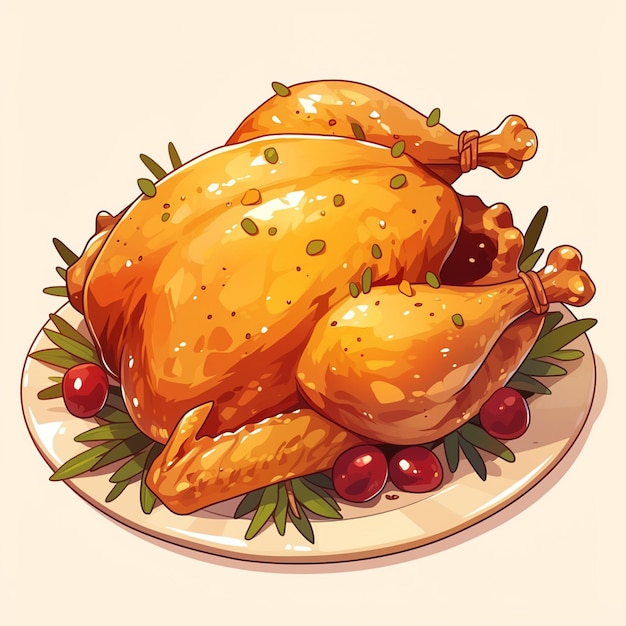 Vector juicy turkey breast with cranberry glaze
