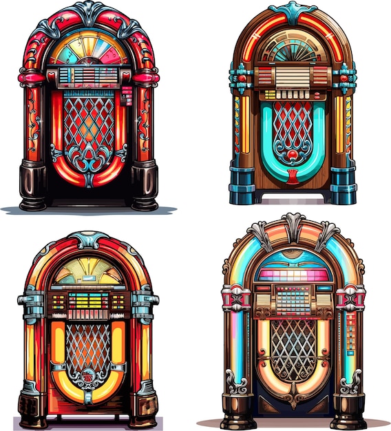 Vettore vettore di illustrazione di jukebox vintage