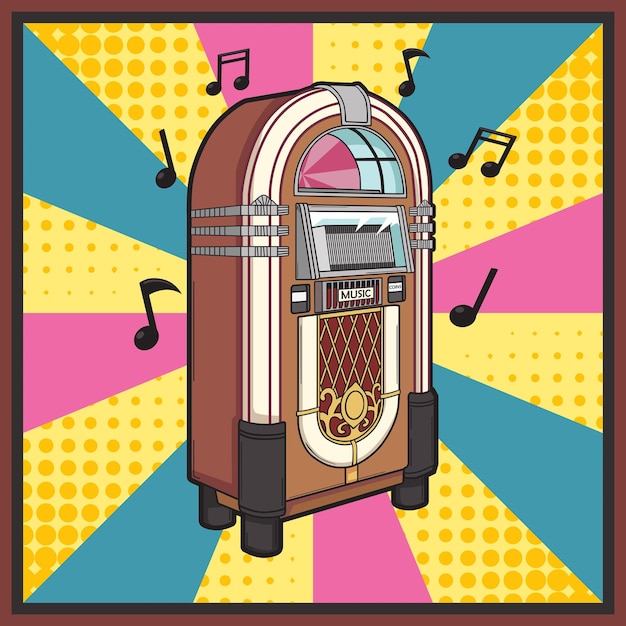 Vector jukebox retro pop art