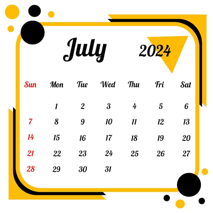 Premium Vector July 2024 Calendar