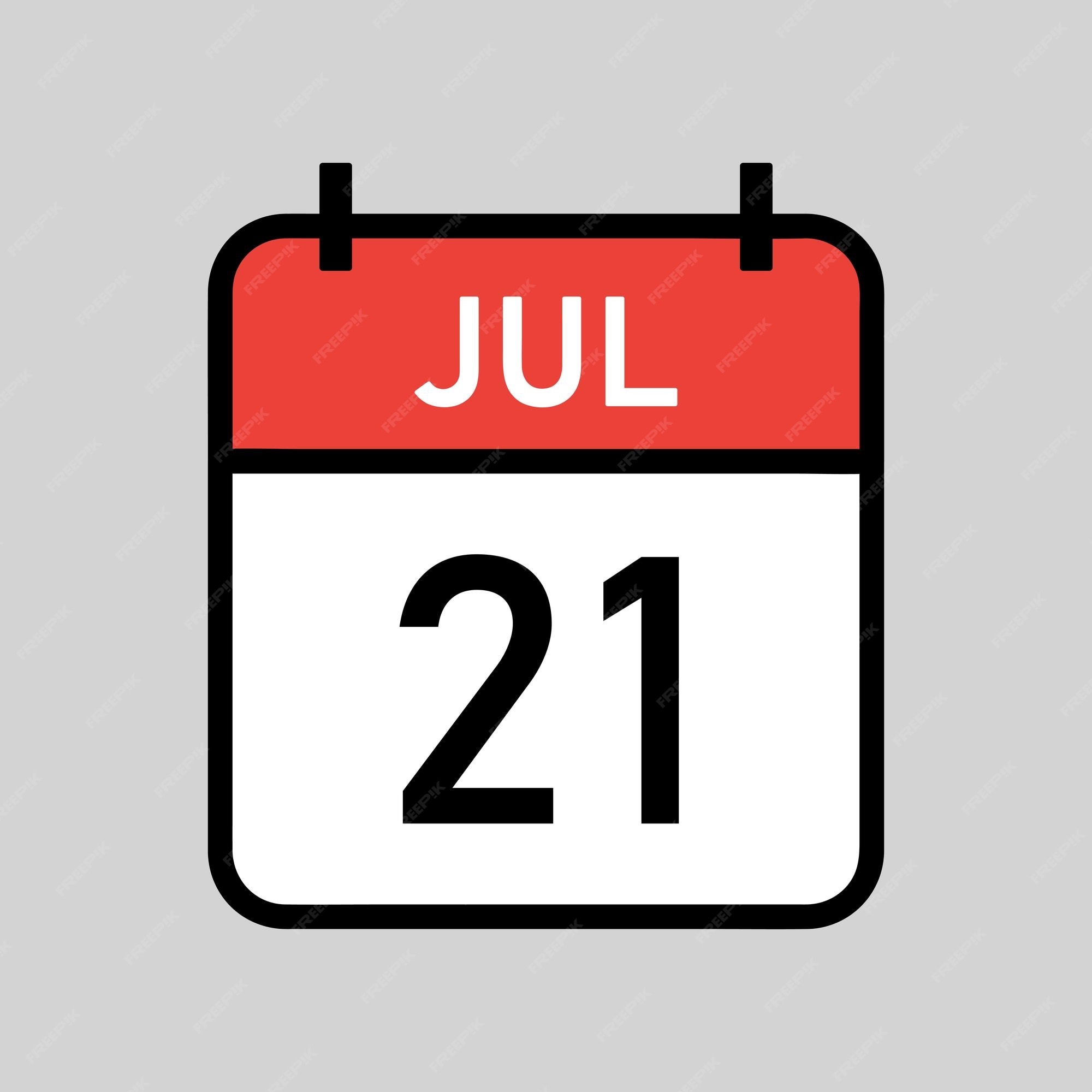 Premium Vector | July 21 red and white color calendar page with black