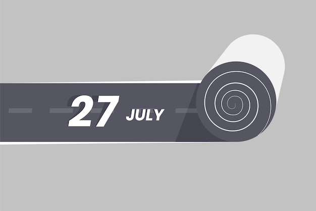 Vettore icona del calendario 27 luglio che rotola all'interno della strada 27 luglio data mese icona illustratore vettoriale