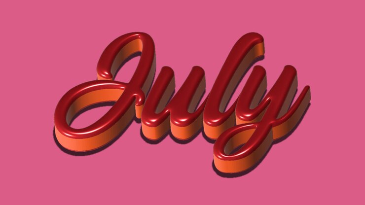Вектор july 3d lettering typography