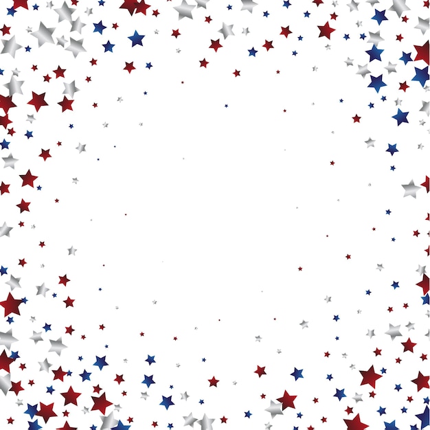 스타더스트 프레임이 있는 7월 4일 배경. 미국 독립 기념일 그래픽 디자인을 위한 빨간색과 파란색 별 테두리. 주당 순 이익