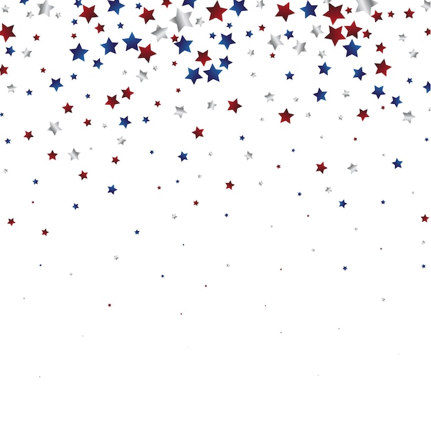 Sfondo del 4 luglio con cornice di polvere di stelle. bordo di stelle rosse e blu per la progettazione grafica del giorno dell'indipendenza americana. eps
