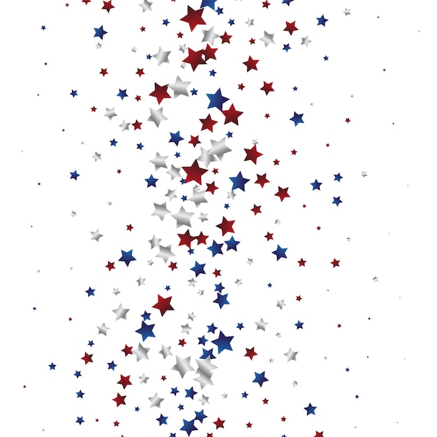 Sfondo del 4 luglio con cornice di polvere di stelle. bordo di stelle rosse e blu per la progettazione grafica del giorno dell'indipendenza americana. eps