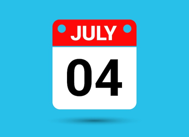 July 4 Calendar Date Flat Icon Day 4 Vector Illustration | Premium Vector
