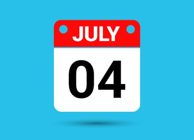 July 4 calendar date flat icon day 4 vector illustration